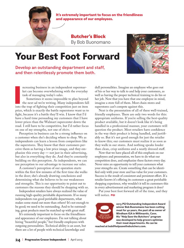 Original Progressive Grocer Independent page for Your Best Foot Forward