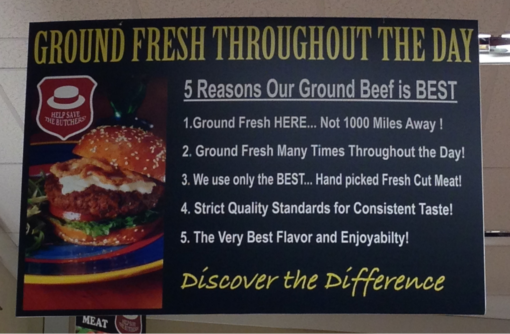 Historic ground fresh throughout the day sign