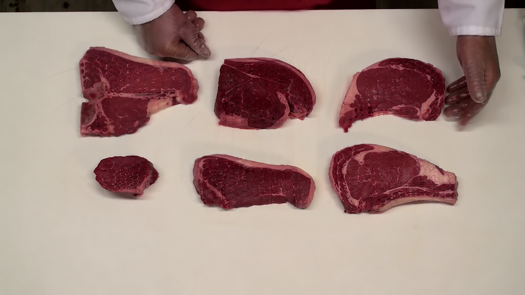 Six uncooked steak cuts from the original Help Save the Butchers steak video